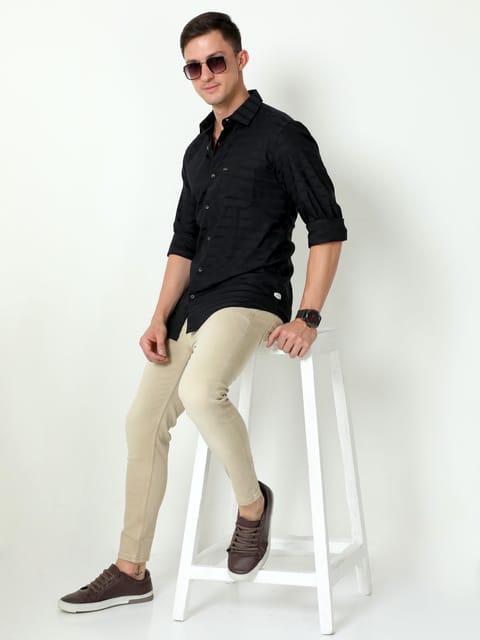 Urbaro Black Full Sleeve Plain Shirt