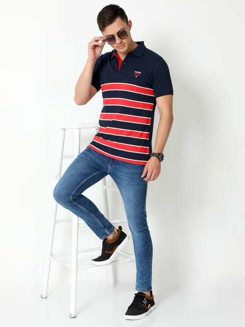 Urbaro Navy Half Sleeve Polo T-shirt