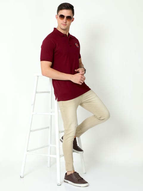 Urbaro Burgundy Half Sleeve Polo T-shirt