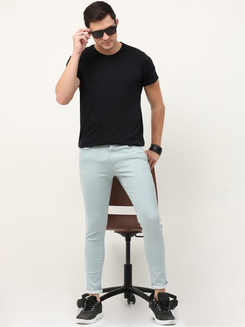 Urbaro Blue Flatfront Plain trousers