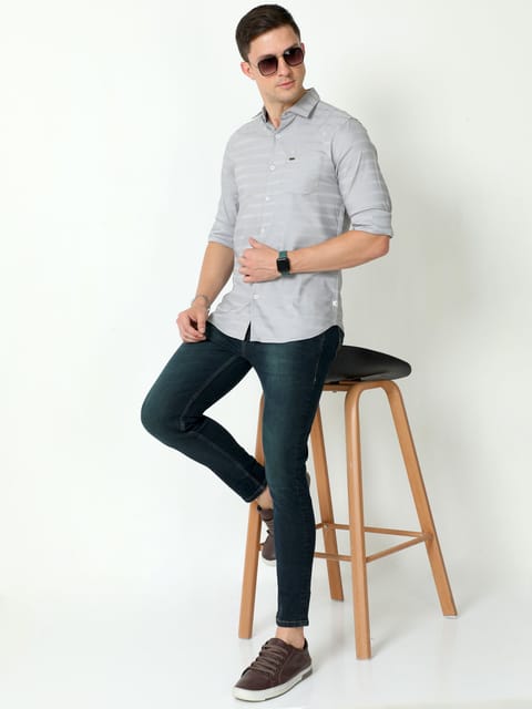 Urbaro Grey Full Sleeve Plain Shirt