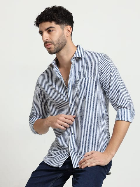 Marine Stripe Pattern Shirt