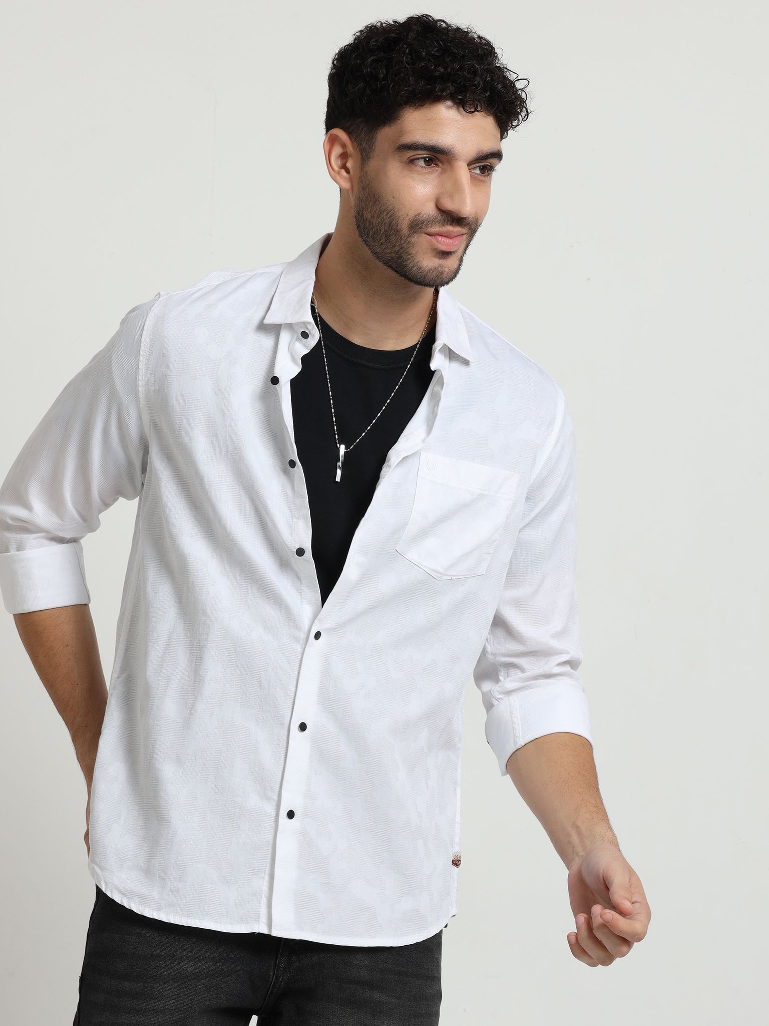 Alabaster Silk White Dobby Shirt