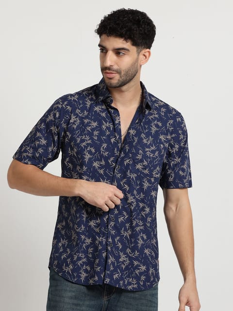 Oceanic Patterned Navy Shirt