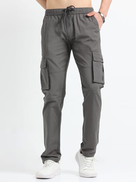 Men Self Design Breeze Cargoes-Biscuit