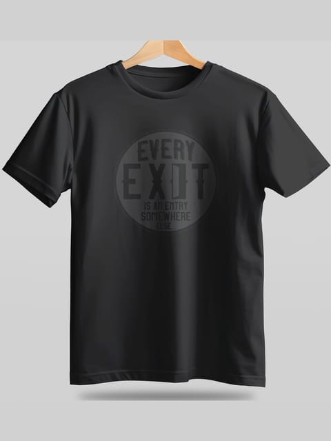 Caslay Sustainable - Black - Every Exit Is An Entry Somewhere Else - Black Crew Neck Printed T-Shirt