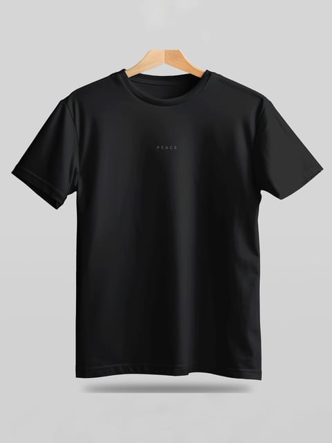 Caslay Sustainable - Peace - Black Crew Neck Printed T-Shirt