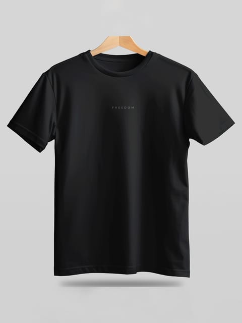 Caslay Sustainable - Freedom - Black Crew Neck Printed T-Shirt