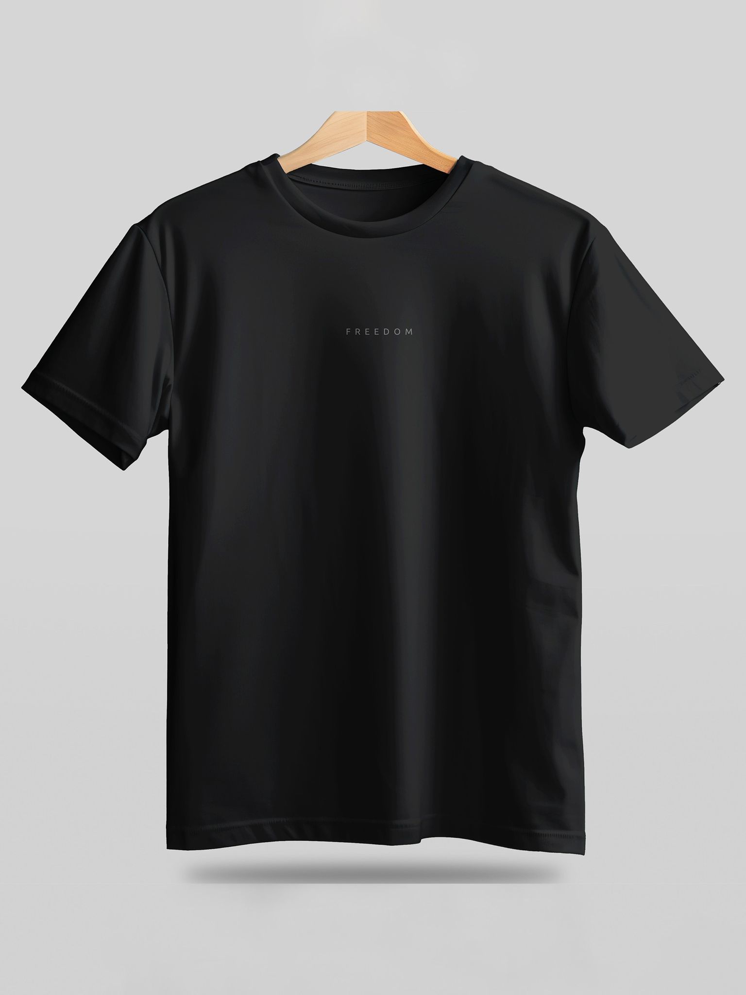 Caslay Sustainable - Freedom - Black Crew Neck Printed T-Shirt