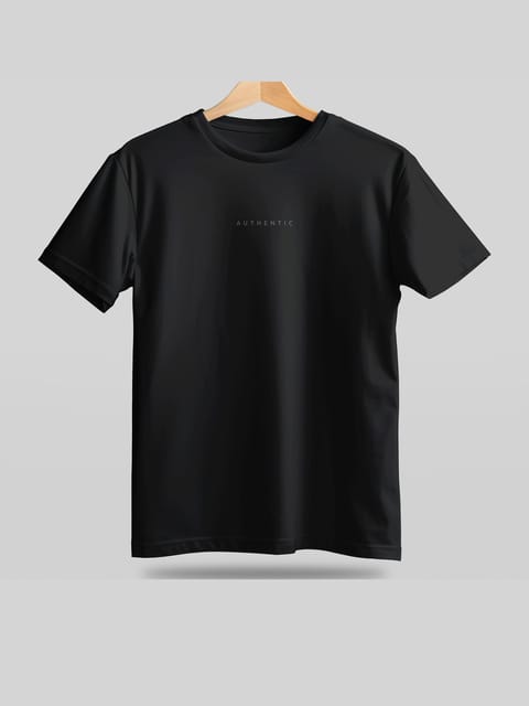 Caslay Sustainable - Authentic - Black Crew Neck Printed T-Shirt