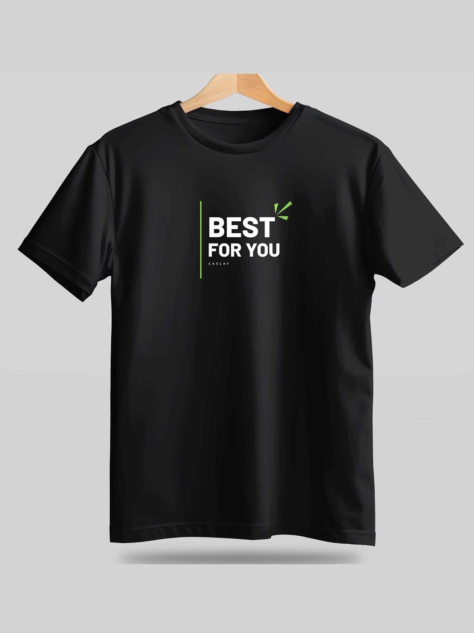 Caslay Sustainable - Best for You Black Crew Neck Printed T-Shirt