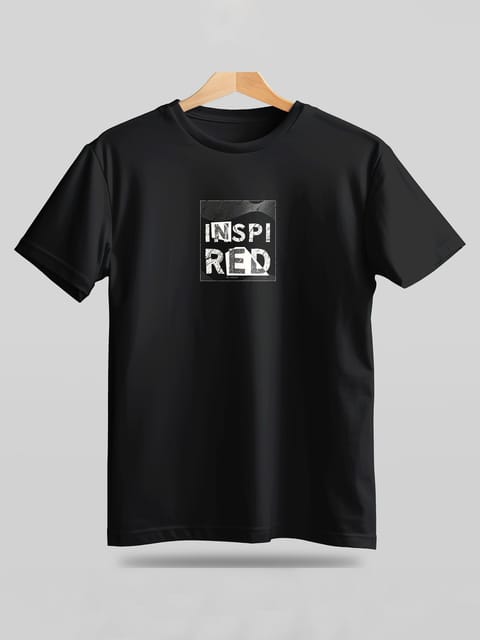 Caslay Sustainable - Inspired - Black Crew Neck Printed T-Shirt