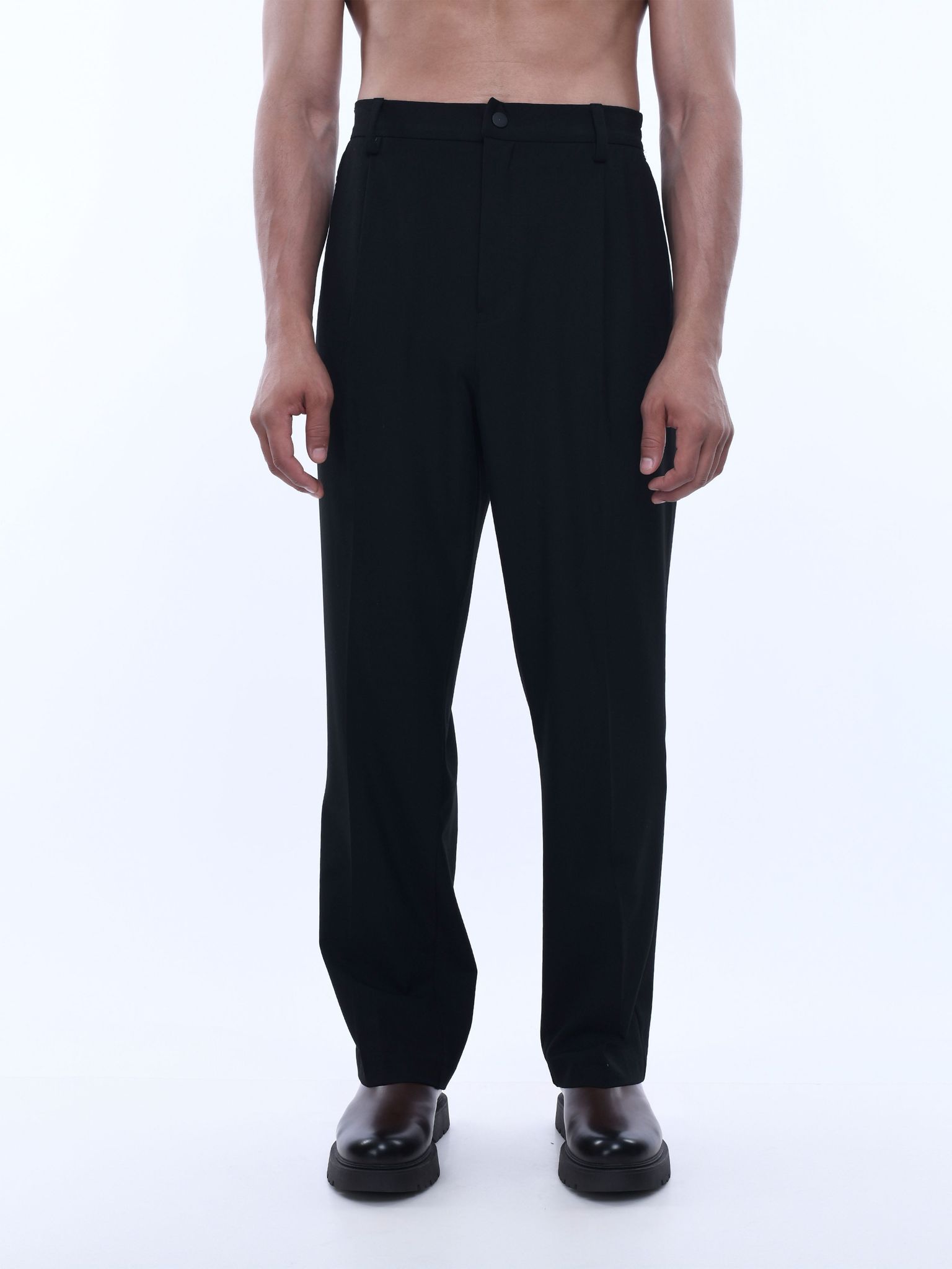 Soft Handle Relaxed Black Trousers