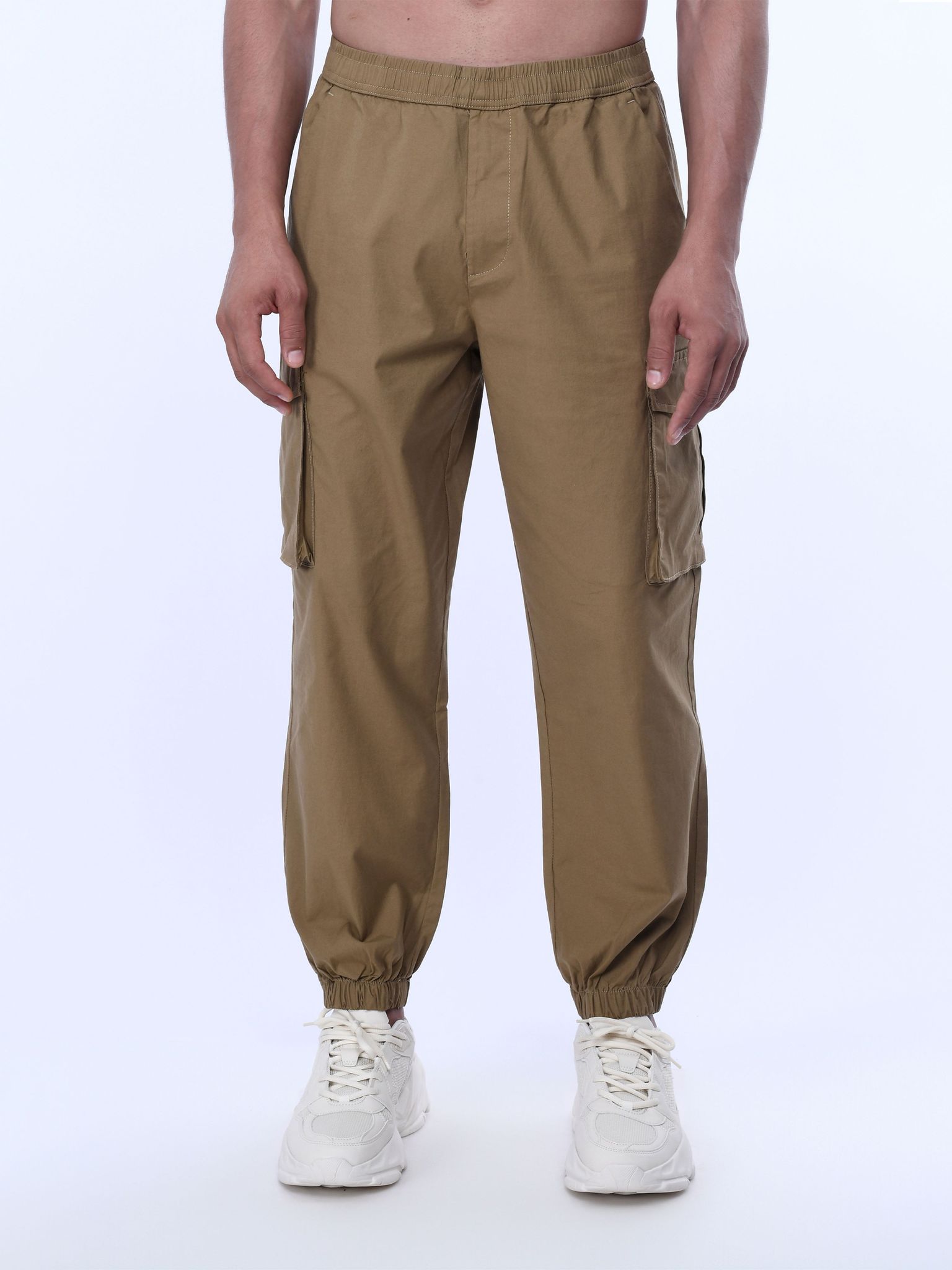 Relaxed Light Cotton Khaki Joggers