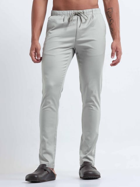 Rich Cotton Grey Flexi Waist Ankle Pant