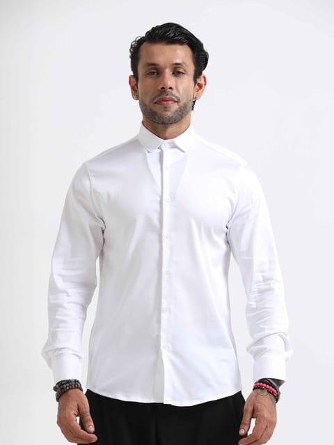 Classic Lycra Comfort Stretch Shirt In White