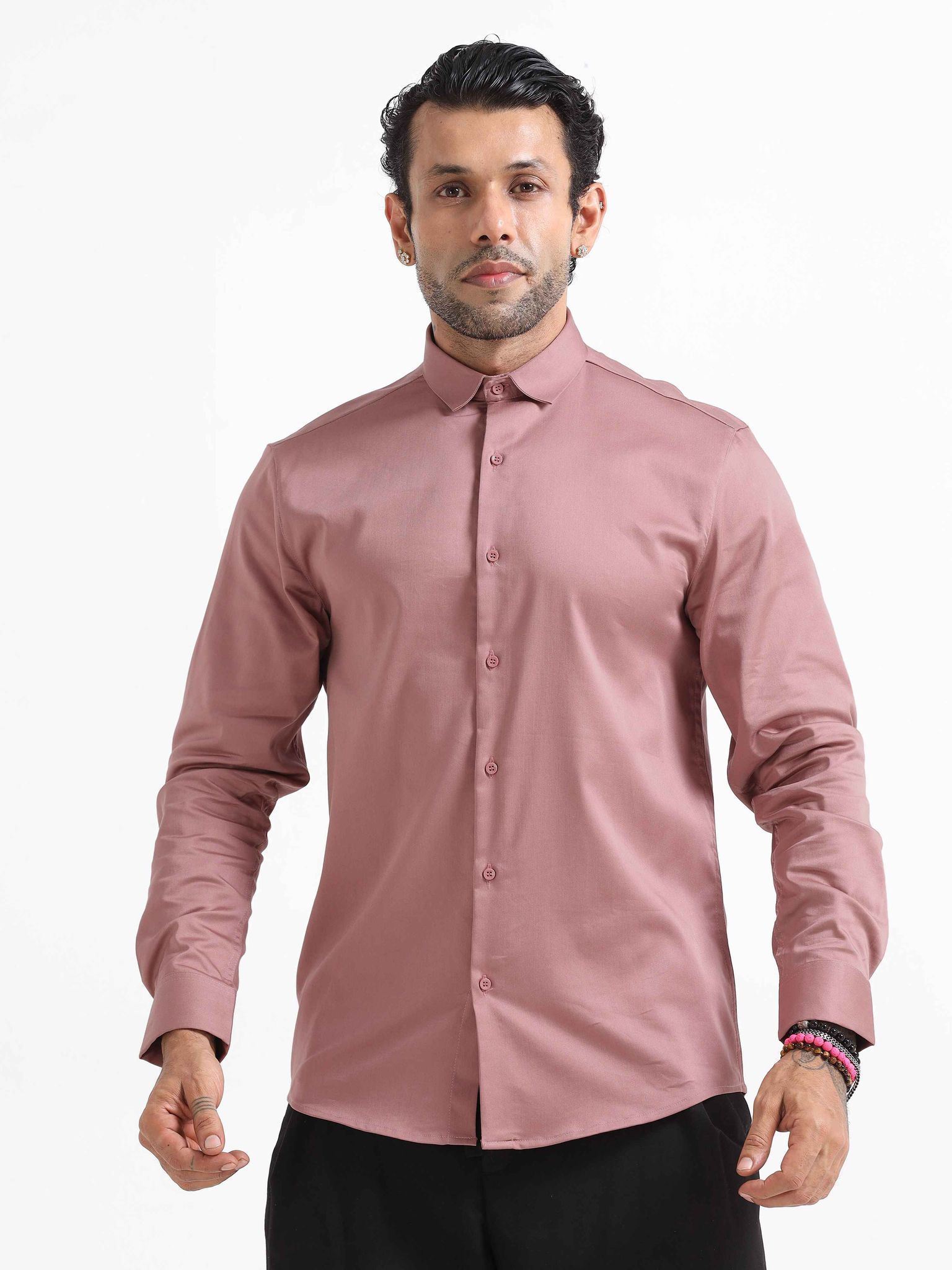 Classic Lycra Comfort Stretch Shirt In Dark Peach