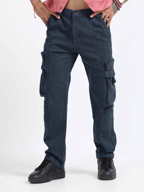 TwillTrek Overdyed Denim Cargo In Ash Blue