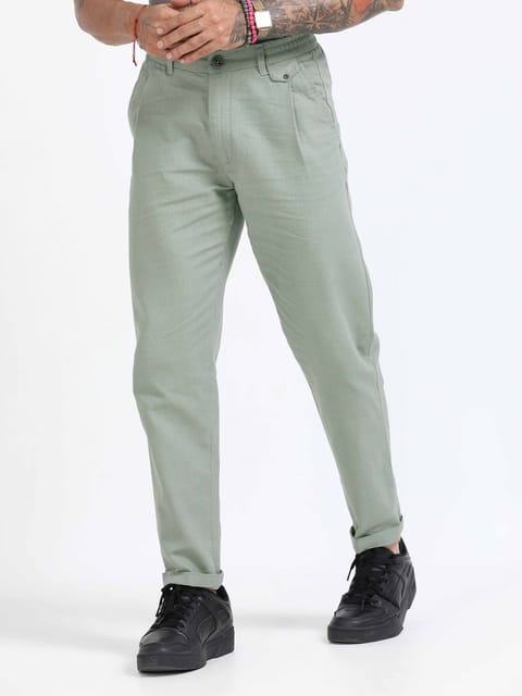 Elite Pleated Trouser - Linen Feels In Pistachio