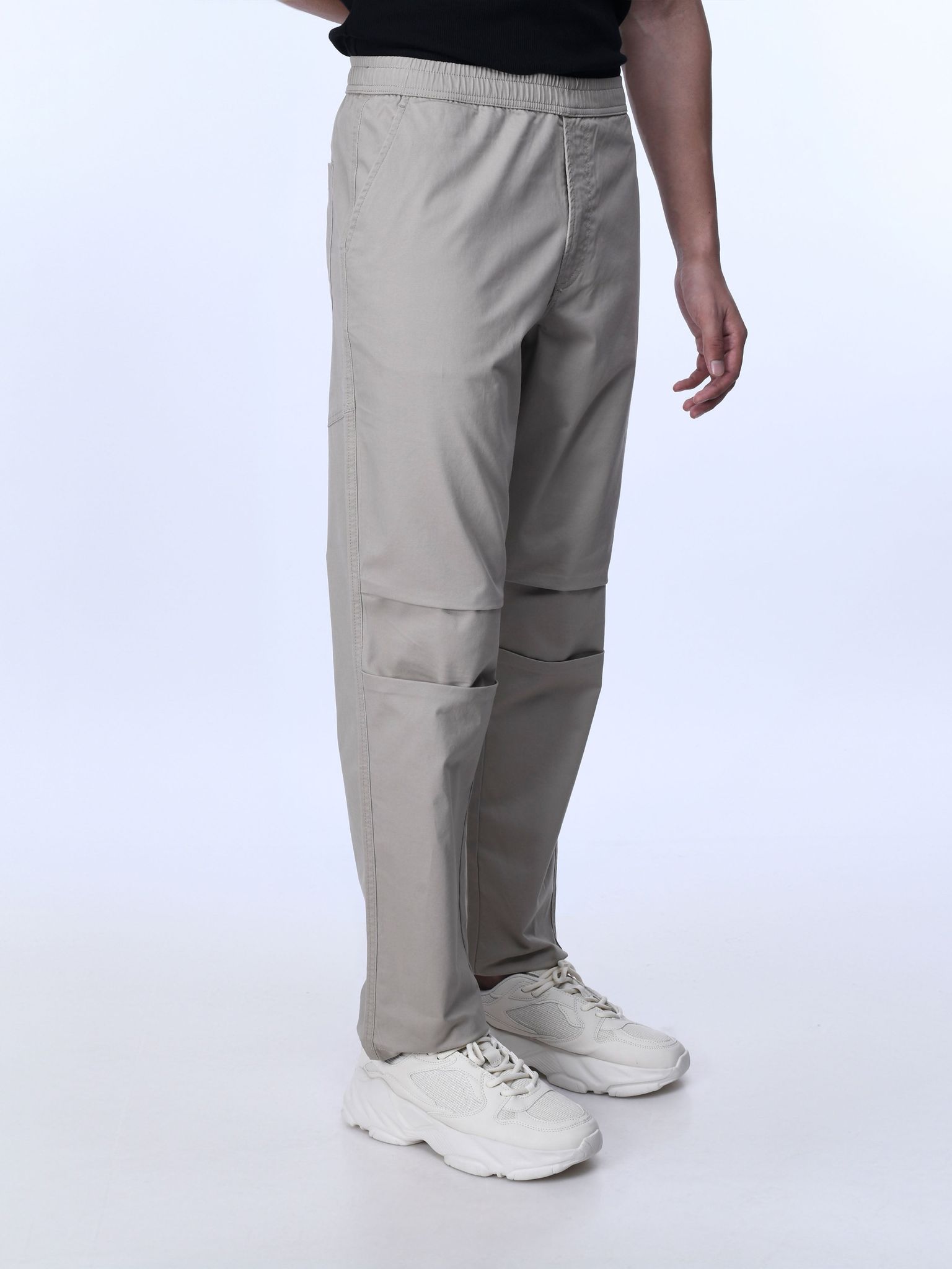 Soft Cotton Relaxed Beige Flexiwaist Pants