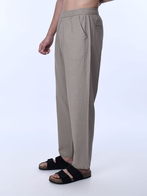 Raw Slub Relaxed Beige Flexiwaist Pants