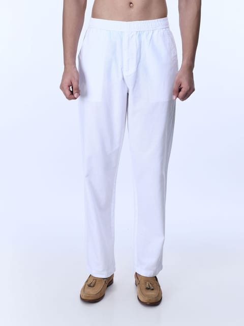 Raw Slub Relaxed White Flexiwaist Pants