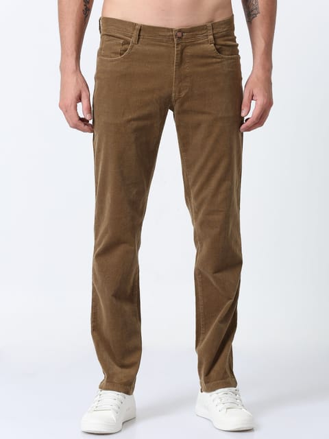 Men Corduroy Trousers-Khaki