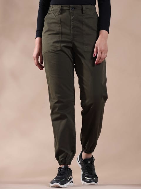 Women Vintage Olive Jogger Pants