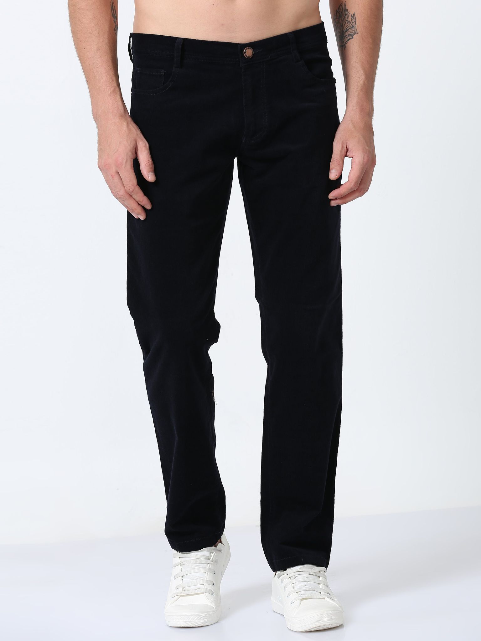 Men Corduroy Trousers-Navy