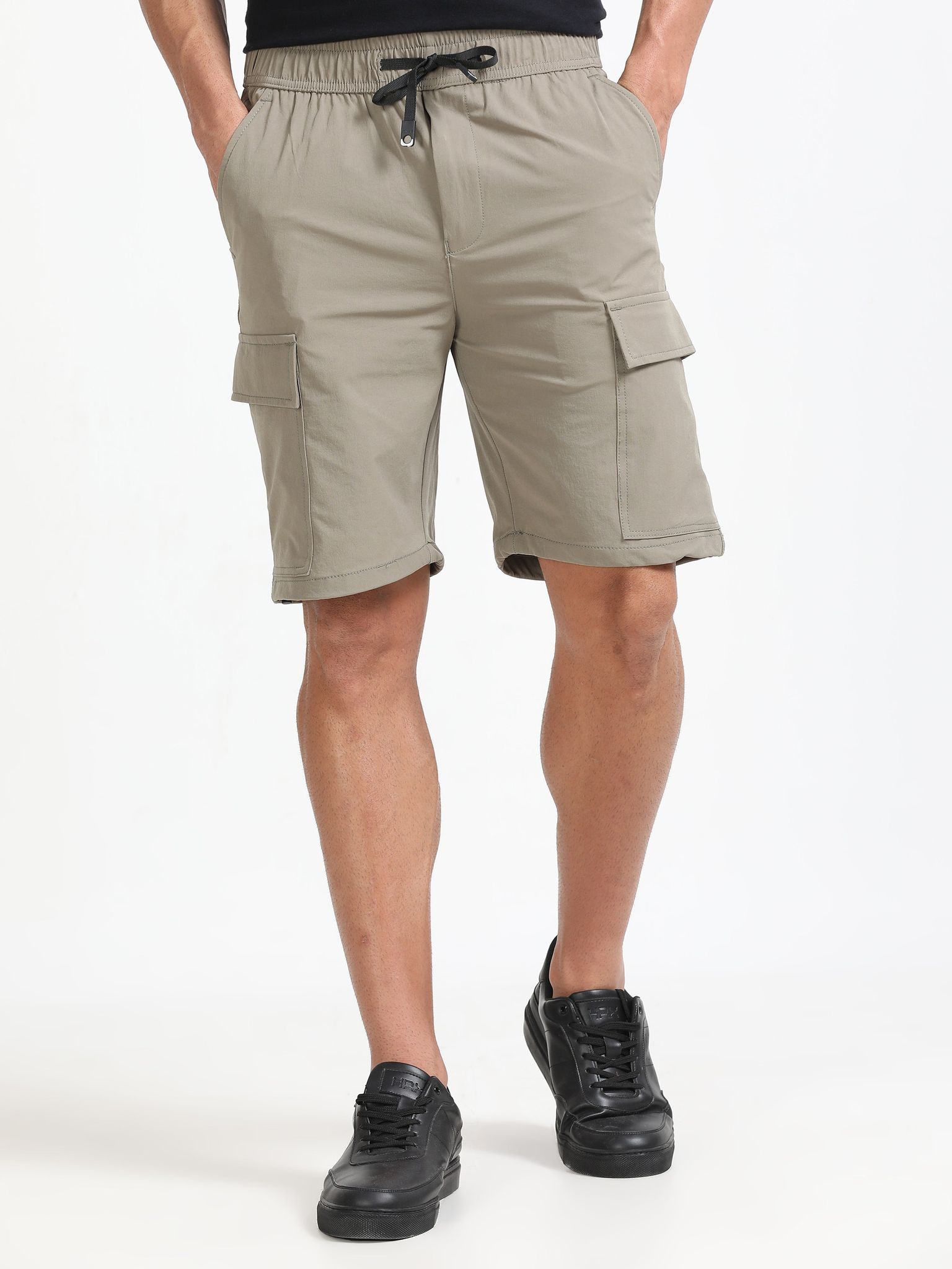 Men Parachute Cargo Shorts-Biscuit