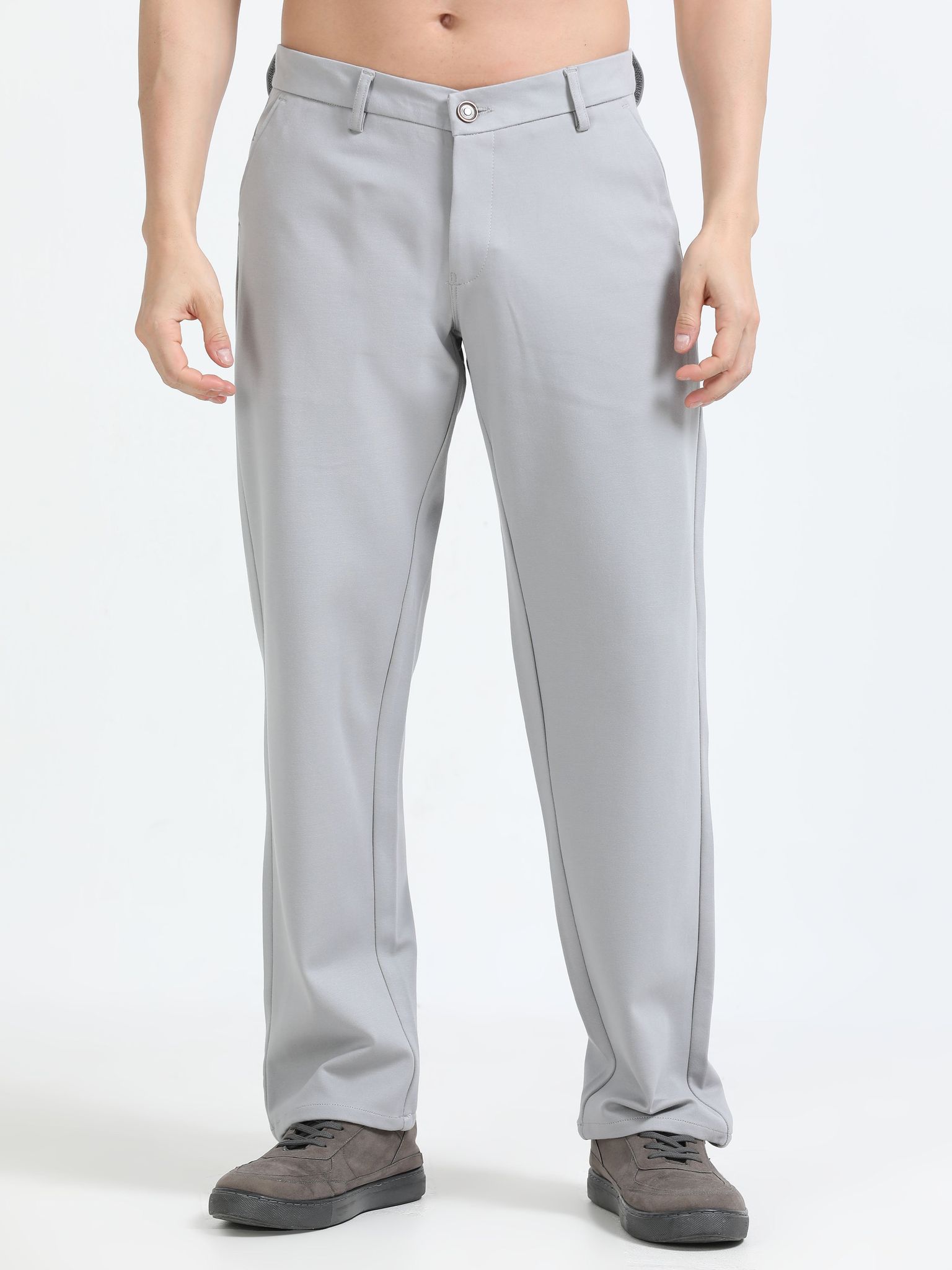 Men Tencil Leisure Trousers-Lt Grey