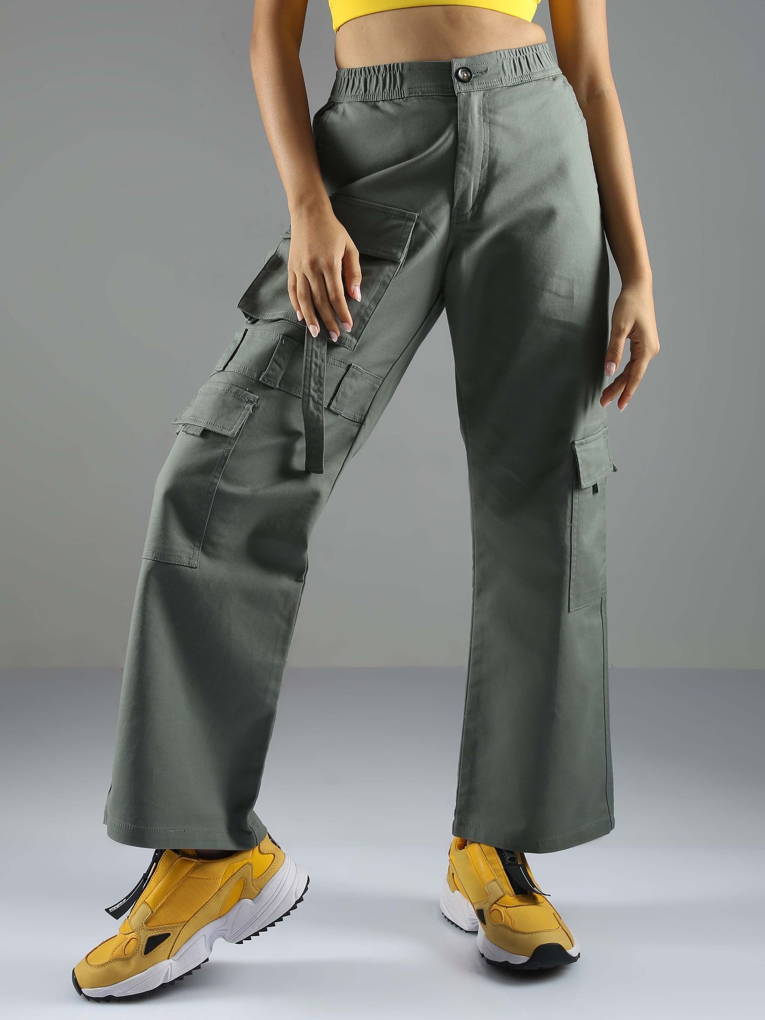 Olive Green Baggy Cargo Pants Womens