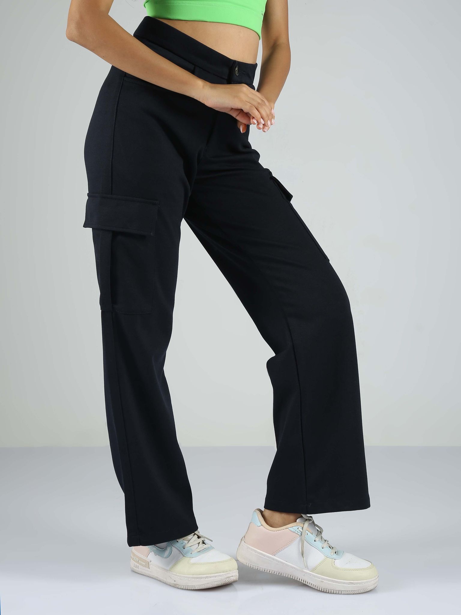 Women Straight Pant-Navy