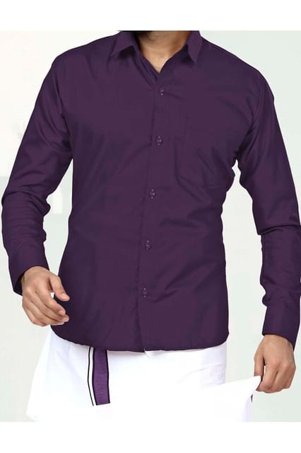 Acrylic Dhoti & Shirt Set Purple Full Sleeve