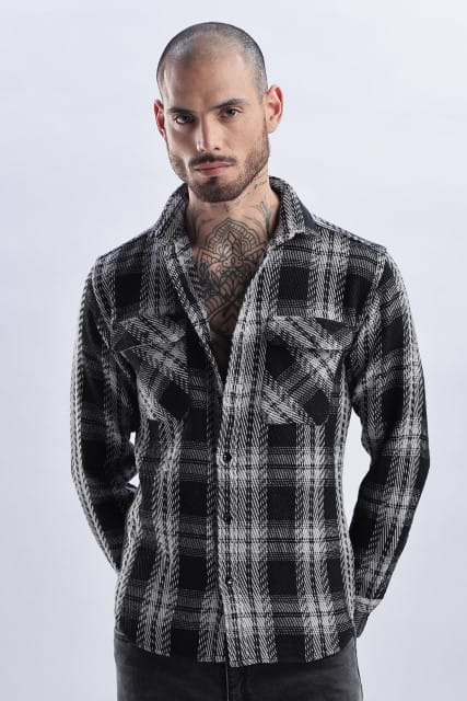 Men Flannel Shirt-Black