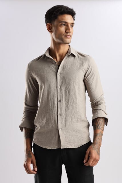 Men Lucas Look Linen Shirt-Fawn