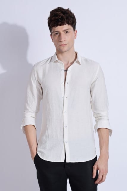 Men Lucas Look Linen Shirt-White