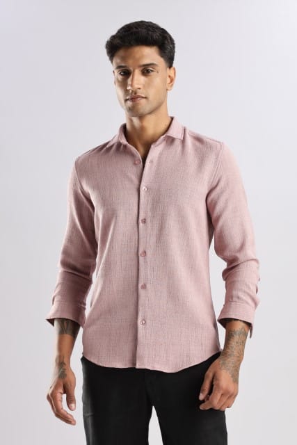 Men Air Like Linen Vintage Shirt-Pink