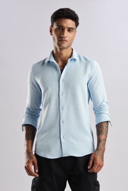 Men Air Like Linen Vintage Shirt-Sky Blue