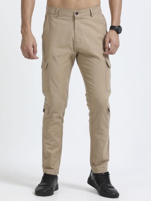 Men Lazy Linen Utility Cargo-Camel