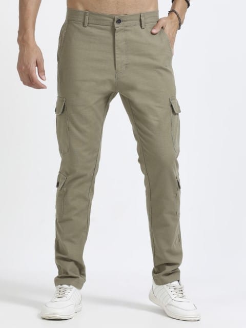 Men Lazy Linen Utility Cargo-Lt Olive