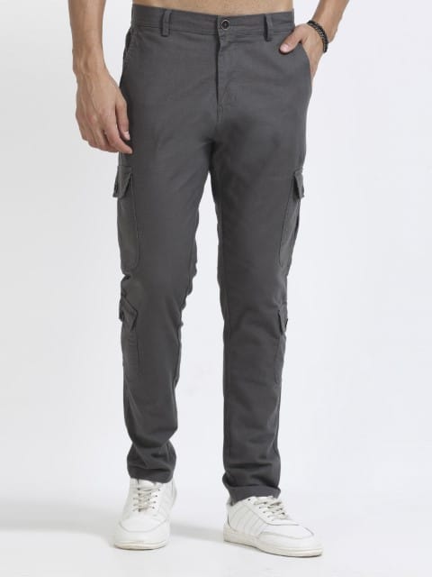 Men Lazy Linen Utility Cargo-Dk Grey