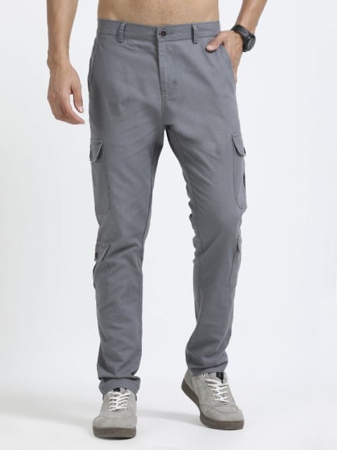 Men Lazy Linen Utility Cargo-Grey