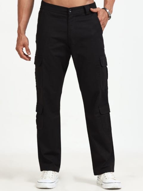 Men Lazy Linen Utility Cargo-Black