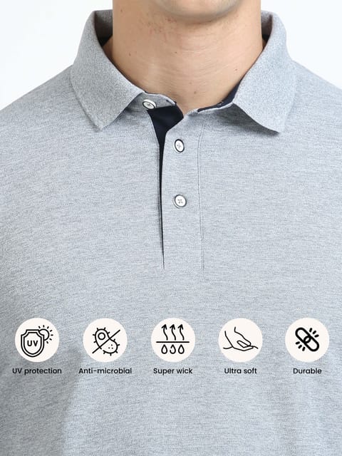 Grey Melange Men's Polo T-shirt