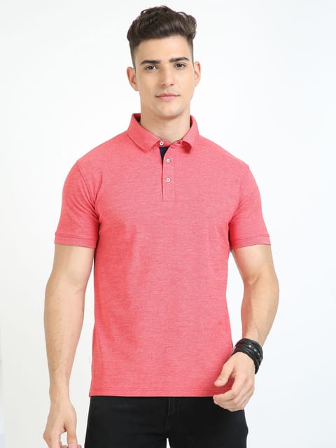 Red Melange Men's Polo T-shirt