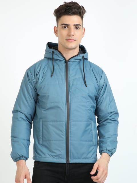 Men Air Force Blue Bomber Jacket with Hood