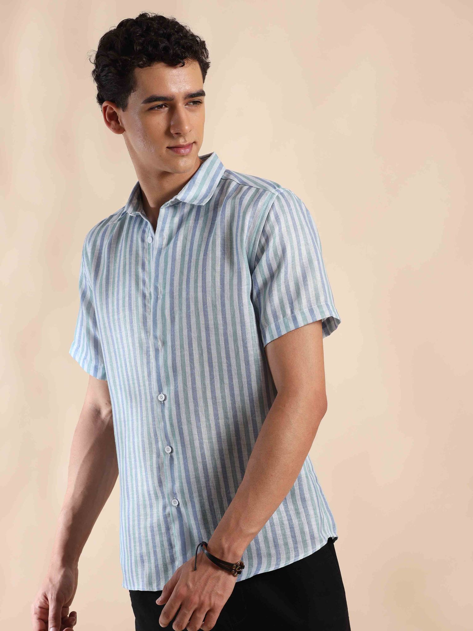 Summer Cascade Stripes Cotton Shirt