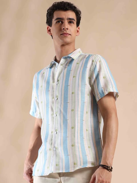 Oceanic Haven Mist Stripes Cotton Shirt