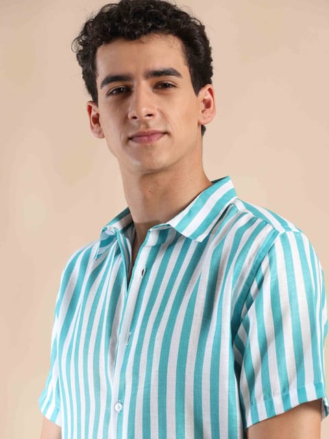 Oceanic Hosta Oasis Stripes Cotton Shirt